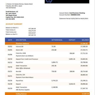 Nishi Nippon City Bank enterprise account statement Word and PDF template download template file