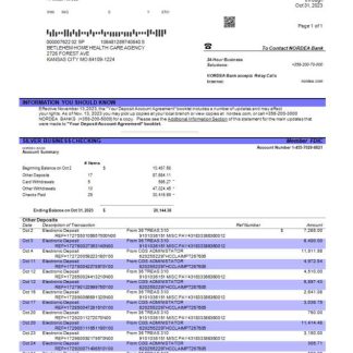 Nordea Bank enterprise checking account statement Word and PDF template download template file