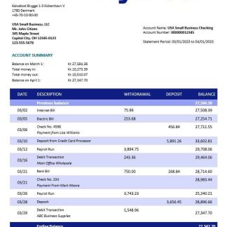 Nykredit Bank organization statement Word and PDF template download template file