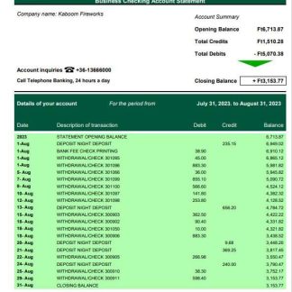 OTP Bank firm statement Word and PDF template download template file