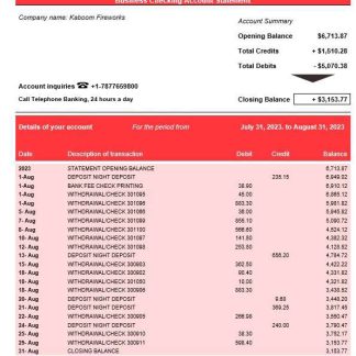 Popular Bank firm account statement Word and PDF template download template file