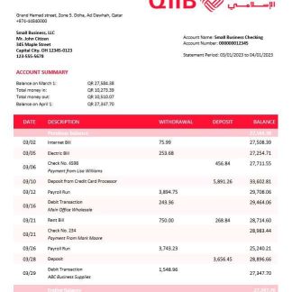 QIIB firm account statement Word and PDF template download template file