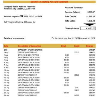 Asia United Bank (AUB) company statement Word and PDF format download template file