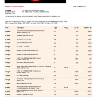 Saudi British Bank Business statement Word and PDF template download template file
