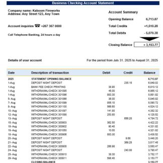 Savings Bank enterprise statement Word and PDF format download template file
