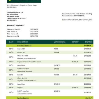 SMBC Bank firm account statement Word and PDF template download template file