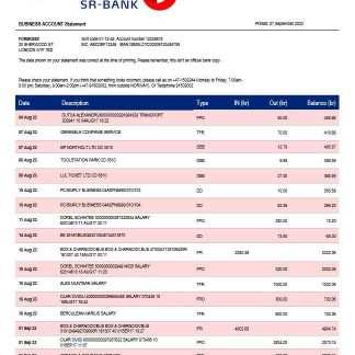 Sparebank 1 Sr B enterprise account statement Word and PDF template download template file