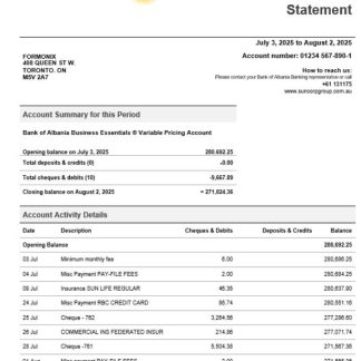 Suncorp enterprise statement Word and PDF format download template file