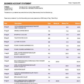 Awash Bank firm account statement Word and PDF template download template file