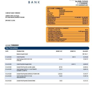 Axos Bank firm account statement Word and PDF template download template file