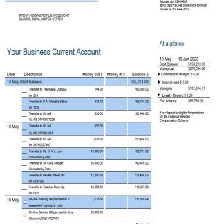 Wintrust Financial Bank enterprise account statement Word and PDF template download template file