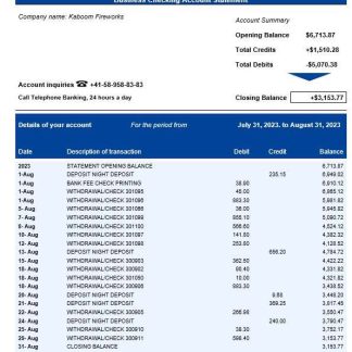 Z??rcher Kantonalbank business statement Word and PDF template download template file