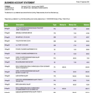 Banco Agricola business account statement Word and PDF template download template file