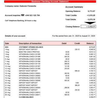Banco BIC business account statement Word and PDF template download template file