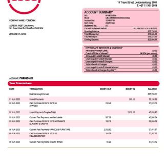 Absa Bank company checking account statement Word and PDF template download template file