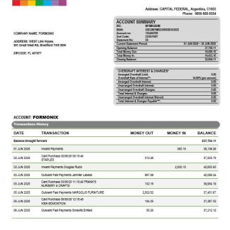 Banco Credicoop business bank statement Word and PDF format download template file
