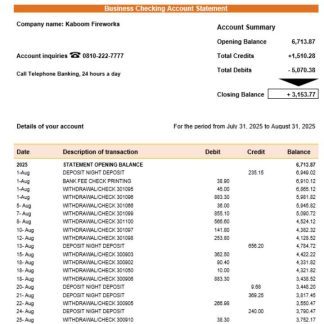 Banco Hipotecario company statement Word and PDF format download template file