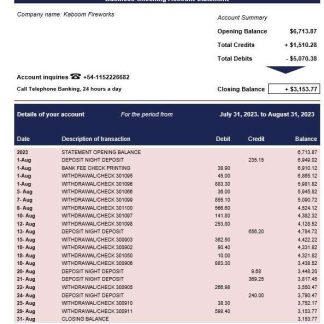 Banco Macro organization checking account statement Word and PDF template download template file