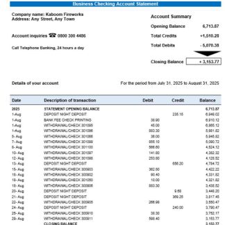 Banco Votorantim enterprise account statement Word and PDF template download template file