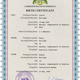 Dominica vital record birth certificate PSD template download template file
