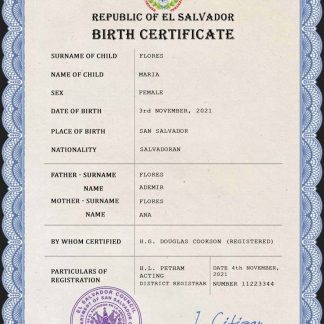 El Salvador vital record birth certificate PSD template download template file