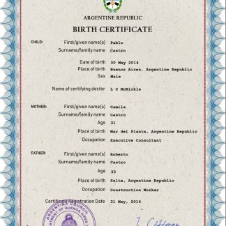 Argentina vital record birth certificate PSD template download template file