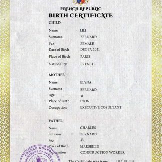 France vital record birth certificate PSD template download template file
