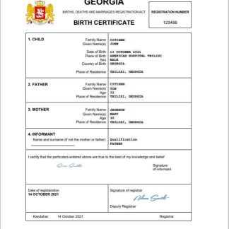 Georgia vital record birth certificate Word and PDF template download template file