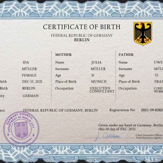 Germany vital record birth certificate PSD template download template file