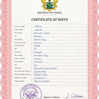 Ghana vital record birth certificate PSD template download template file