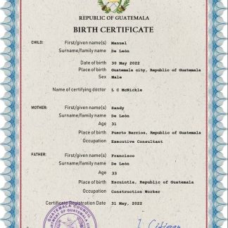 Guatemala vital record birth certificate PSD template download template file