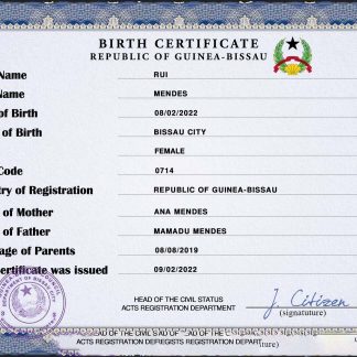 Guinea Bissau birth certificate download template file