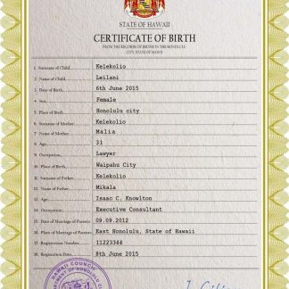 Hawaii birth certificate PSD template download template file