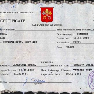 Holy See vital record birth certificate PSD template download template file