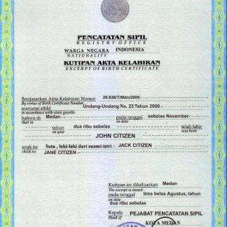 Indonesia birth certificate template in PSD format, download template file