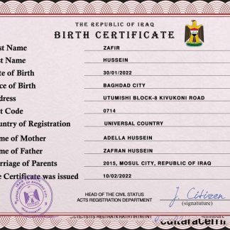 Iraq vital record birth certificate PSD template download template file