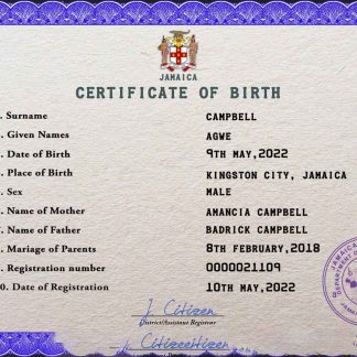 Jamaica vital record birth certificate PSD template download template file