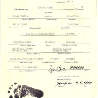 Kenya birth certificate template in PSD format download template file