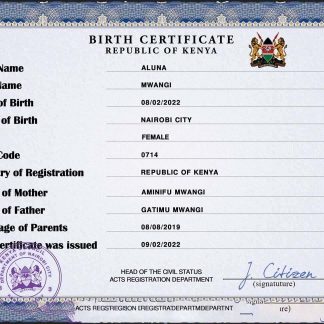 Kenya vital record birth certificate PSD template download template file