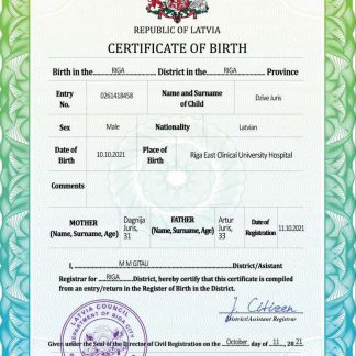 Latvia vital record birth certificate PSD template download template file
