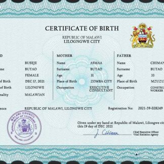 Malawi vital record birth certificate PSD template download template file