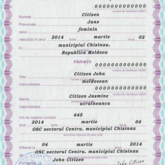 MOLDOVA birth certificate download template file
