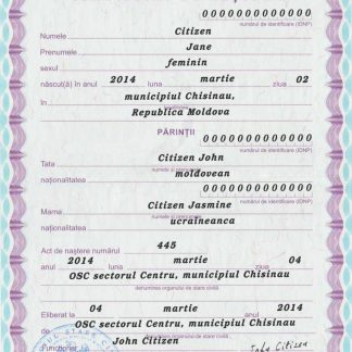 MOLDOVA birth certificate download template file