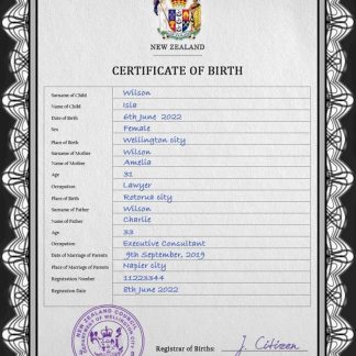 New Zealand birth certificate PSD template download template file