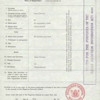 New Zealand birth certificate template in PSD format download template file