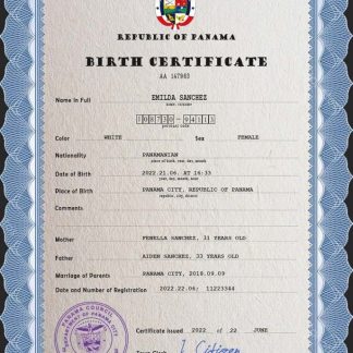Panama vital record birth certificate PSD template download template file