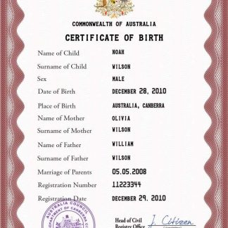 Australia vital record birth certificate PSD template download template file