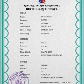 Philippines birth certificate PSD template download template file