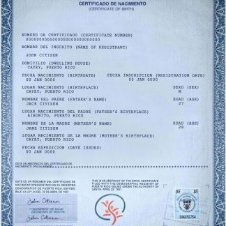 Puerto Rico certificate of birth download template file