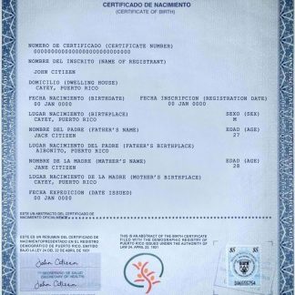 Puerto Rico certificate of birth download template file